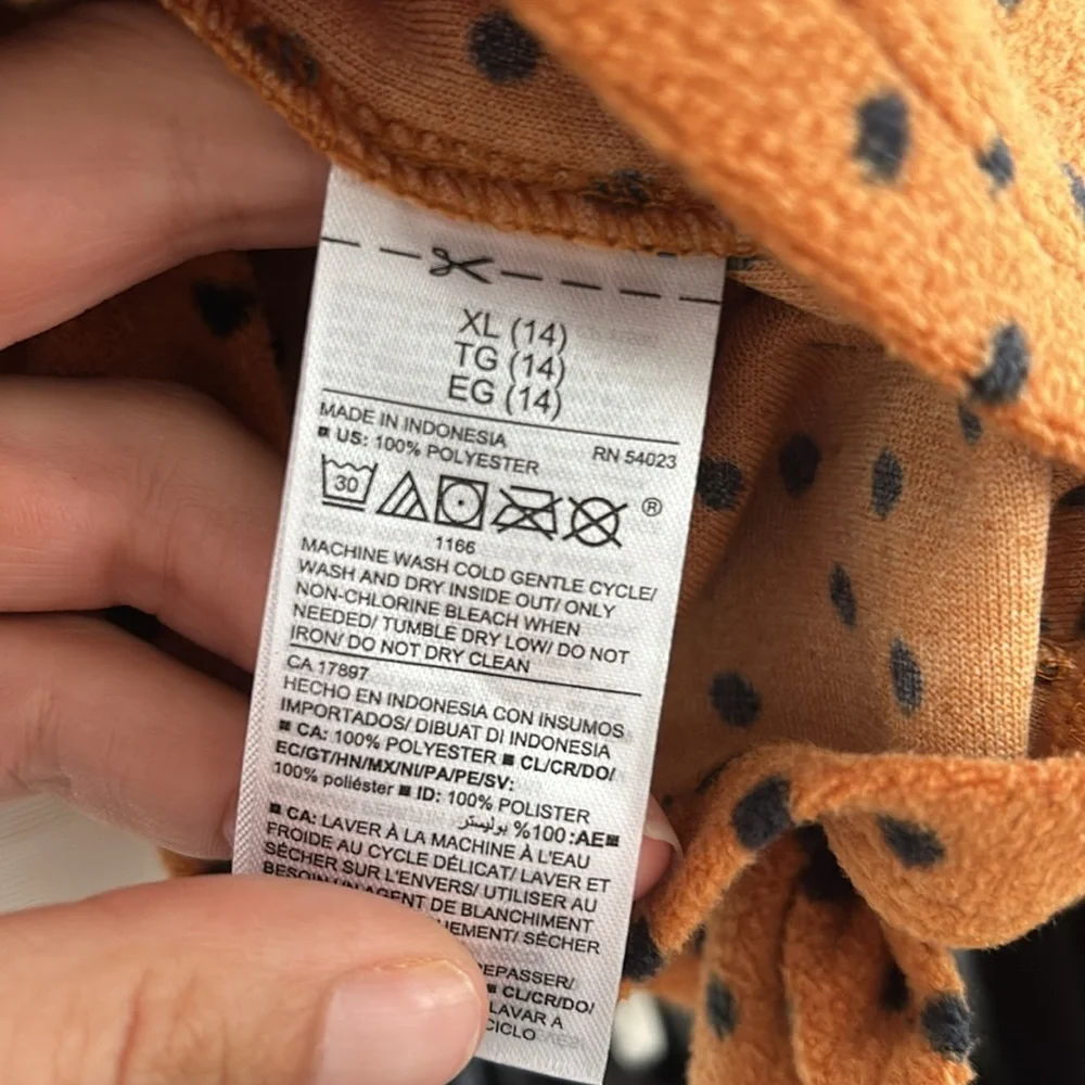 NWT OLD NAVY Girls Fall Fleece Polka Dot Long Sleeve Wrap Top Size XL